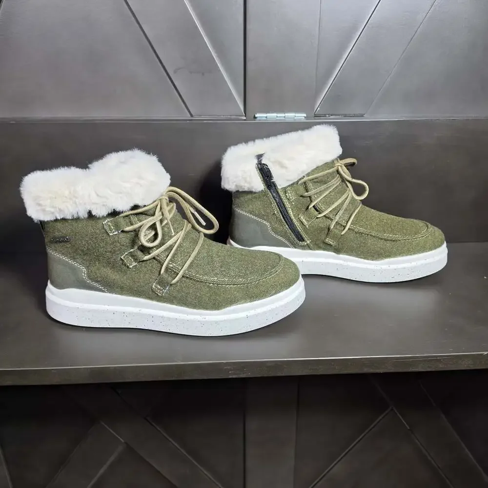 Romanika Helsinki 01 Fleece Kombi Olive Boots  NEW Size 8-8.5